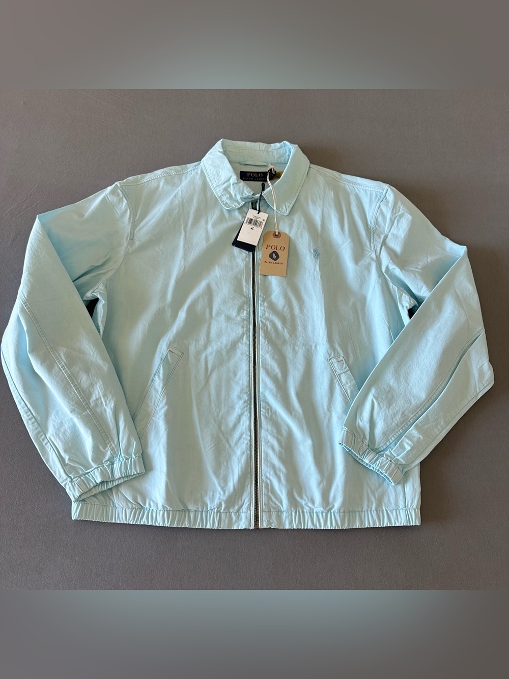 NWT Polo Ralph Lauren The Bayport Mineral-Dyed Poplin Jacket in Pastel Blue
